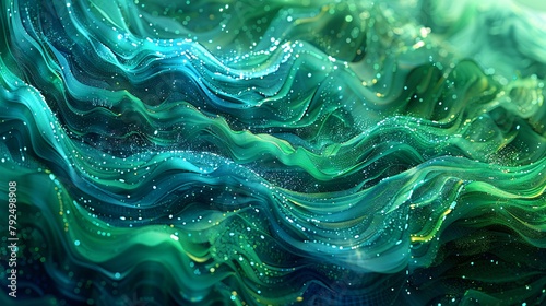 Teal and green glowing magical water