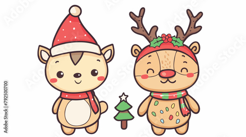 merry christmas and new year cartoon cute vector 