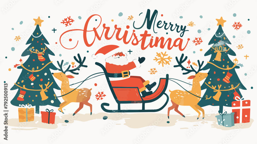 Merry christmas stylized typography. Santa Claus