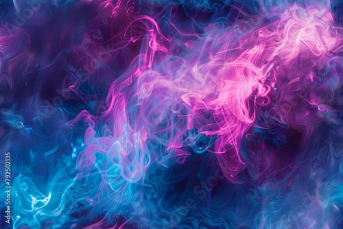 Neon fluid tendrils in futuristic realm. Mesmerizing glow on black backdrop AI Image