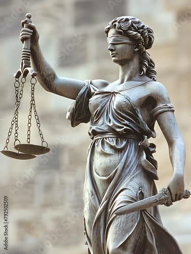 Allegorical Statue of Justice and Moral Duty in Deontological Ethics