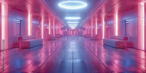 Clean 3D rendered image of a minimalist quantum computing facility  vibrant components in a sleek setting.