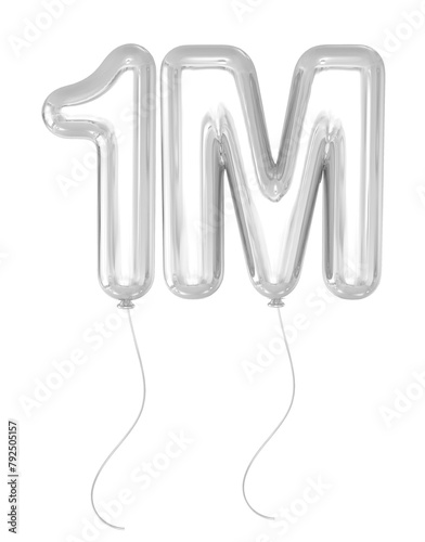 1M Follow Silver Balloon 3D 