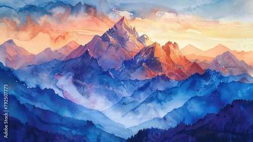 Glistening Peaks: Paint the pinnacle of gold prices with your watercolor palette. photo