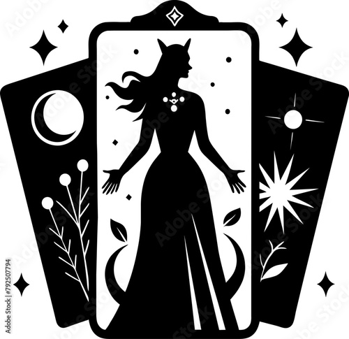 Golden boho style elements, golden mystic boho tarot card design