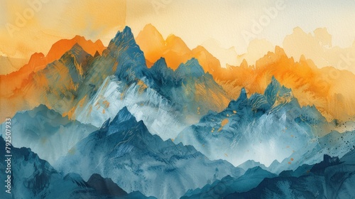 Glistening Peaks: Paint the pinnacle of gold prices with your watercolor palette. photo