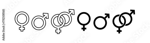 Male and Female icon symbol. Editable stroke. Vector illustration design.