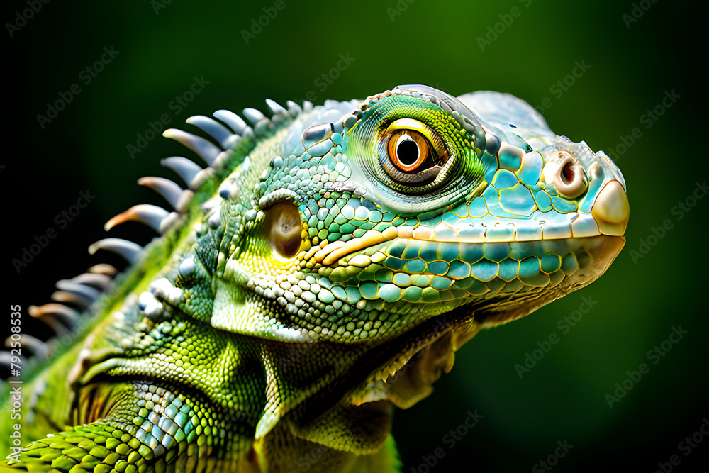 Fototapeta premium green iguana on a branch