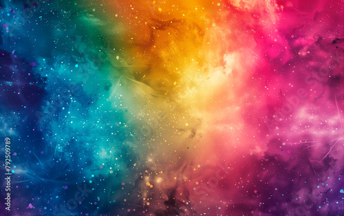 Galactic nebula pattern with a vivid spectrum of colors and bokeh effect 