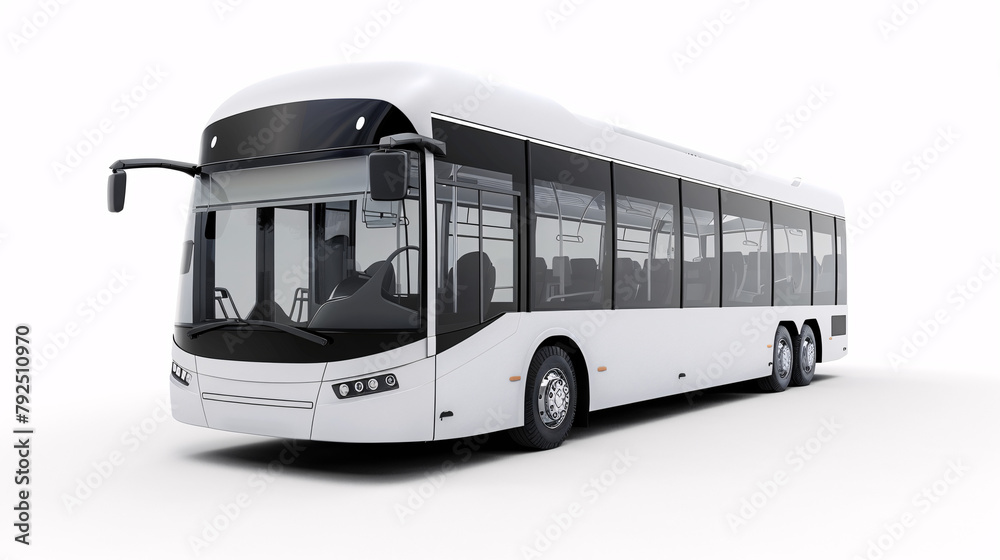 beautiful new, clean electric bus, for public transportation, isolated on a clear white background