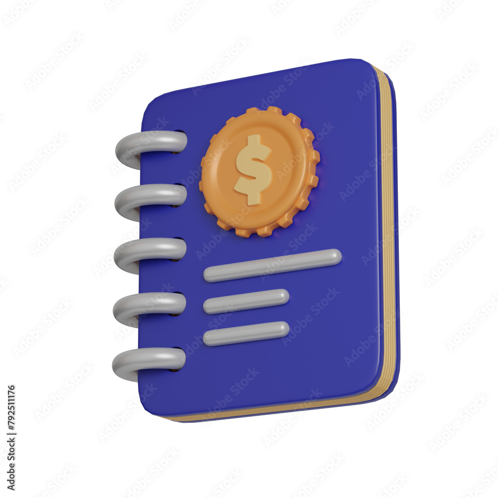 Financial book 3d Icon financial and banking 3d illustration Financial book 3d Icon financial and banking 3d illustration