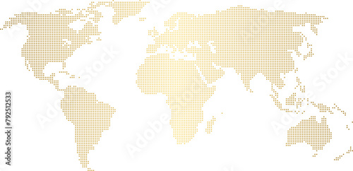 Golden world map, network, halftone, dot, dotted map #792512533