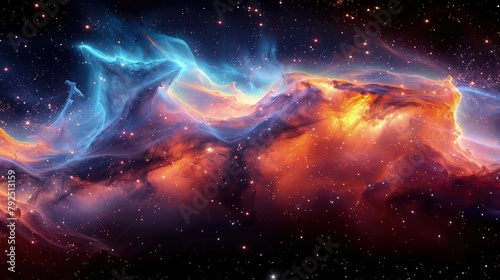 Technicolor Nebula. The Hypnotic Beauty of a Galaxy Aglow with a Spectrum of Colors. Abstract cosmos background.
