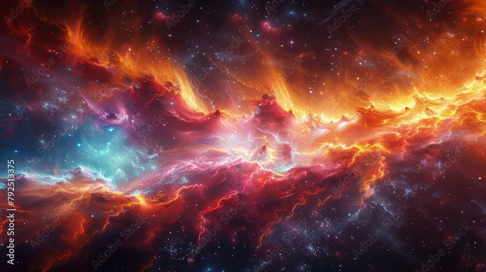 Rainbow Galaxy Rhapsody. The Rainbow Stars of This Captivating Galactic Scene. Abstract cosmos background.
