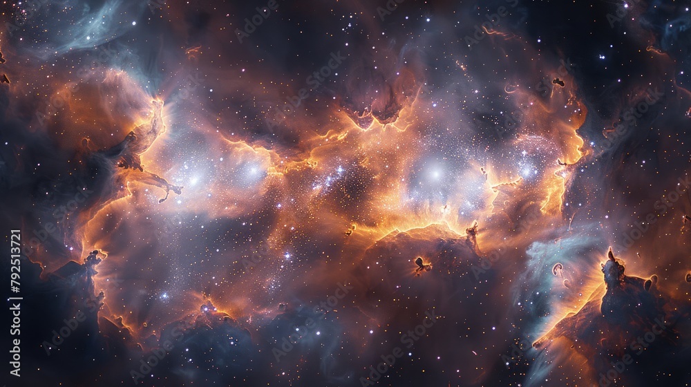 Fototapeta premium Garnet Celestial Canvas. Journey through the Dark Galaxy Adorned with Garnet Colors and Alluring Patterns. Abstract cosmos background.