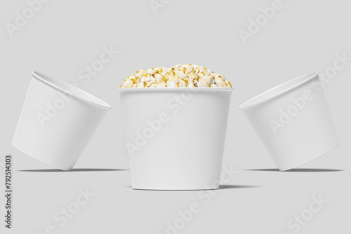 Realistic Pop Corn Bucket Illustration for Mockup. 3D Render. (ID: 792514303)