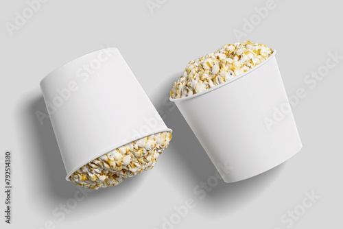 Realistic Pop Corn Bucket Illustration for Mockup. 3D Render. (ID: 792514380)