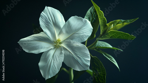 A white flower of Asystasia genetical with green leaf photo