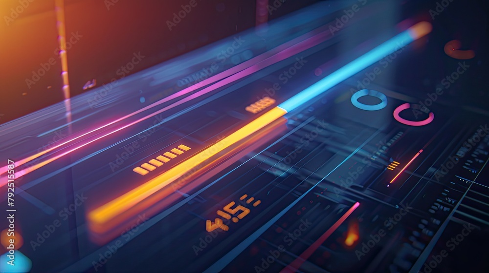 Progress bar reaching completion on a digital screen Progress bar reaching completion on a digital screen