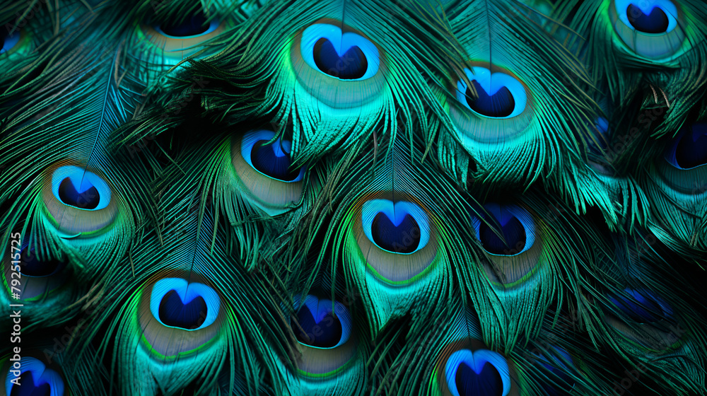 Obraz premium Peacock feathers displaying unique eye patterns