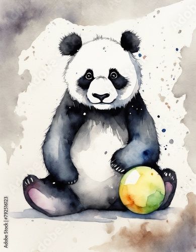 Children's watercolor card. Watercolor panda on a white background © Olga Troitskaja