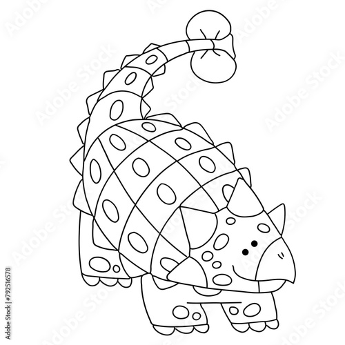 Ankylosaurus hand drawn vector illustration in line stroke design