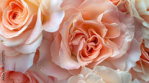 A garden of roses with soft pink petals and t details intertwined with patches of smooth velvety skin. . photo