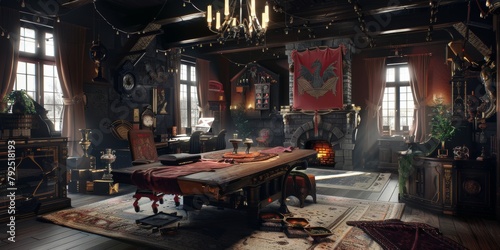 fantasy gaming roomdragon motifs   mystical game design inspiration   imaginative medieval dragon decor concept