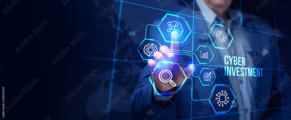 Fototapeta premium Cyber Investment with hologram businessman concept.