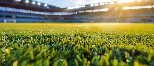 Lawn in the soccer stadium. Generative ai design concept. photo