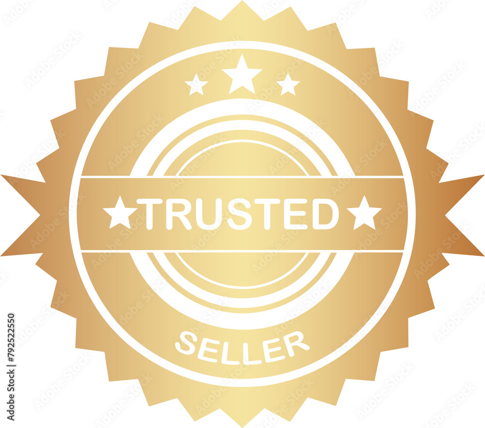 Golden trusted seller rubber stamp
