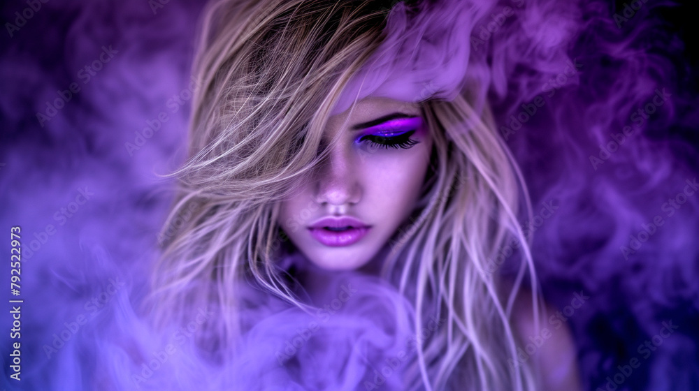 portrait of a woman with purple eye shadow