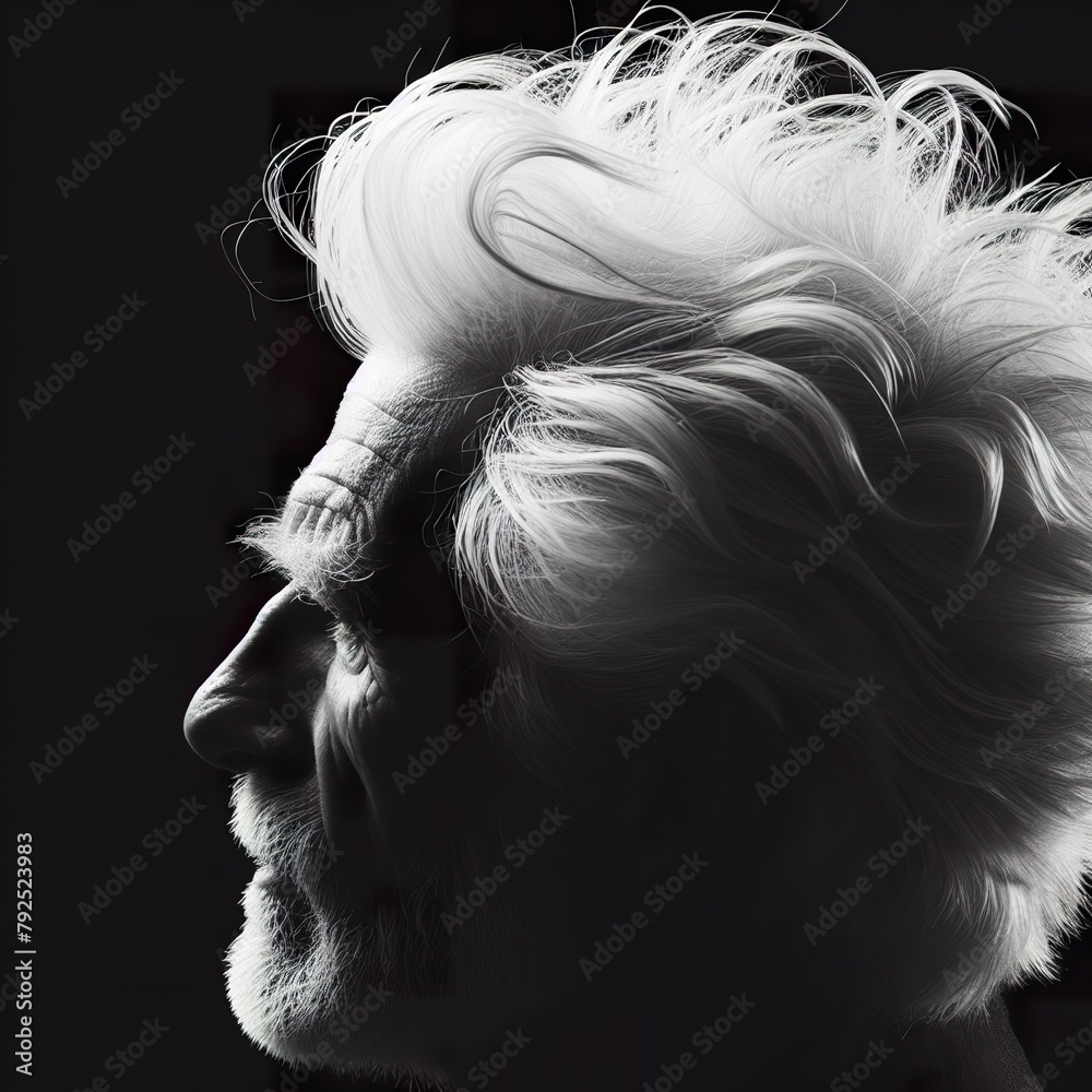 Fototapeta premium close-up white hair old man with the rim light