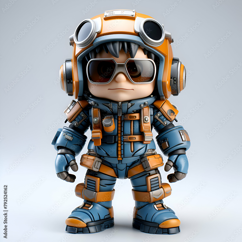 3D Illustration of a Little Astronaut with glasses and helmet 3D Illustration of a Little Astronaut with glasses and helmet
