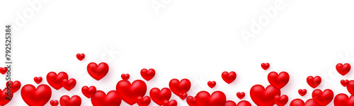 Heart border, Valentines Day banner, red heart background