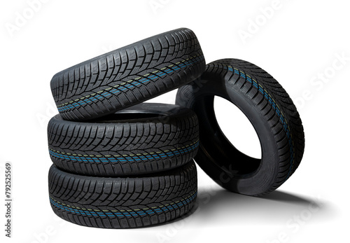 Winter tires isolated on transparent background. © vchalup