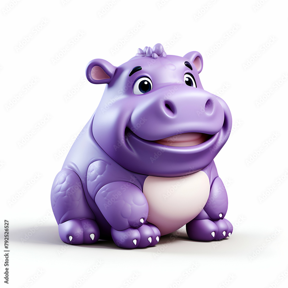 Fototapeta premium 3d rendered illustration of hippo cartoon character with white background.