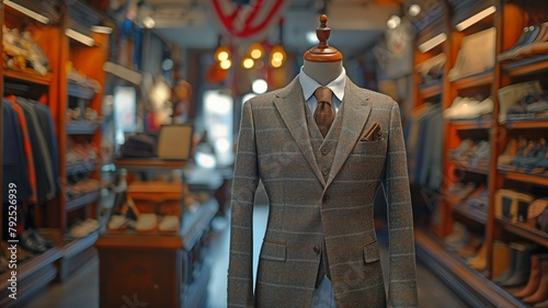 A mannequin within the shop. Classic suit-clad mannequin