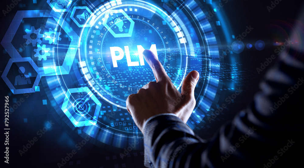 PLM Product lifecycle management system technology concept. Technology, Internet and network concept. PLM Product lifecycle management system technology concept. Technology, Internet and network concept.