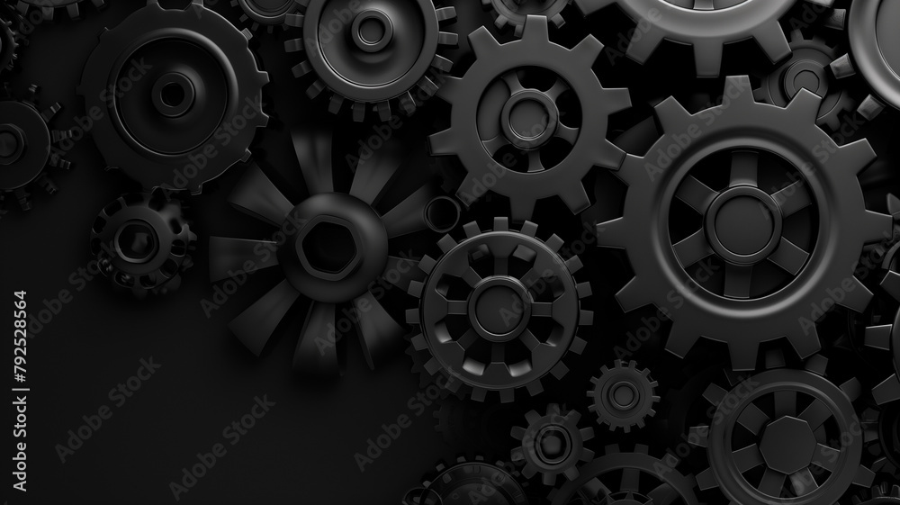 Sleek monochrome gear pattern signifying the elegance and complexity of modern machinery and mechanical systems Sleek monochrome gear pattern signifying the elegance and complexity of modern machinery and mechanical systems