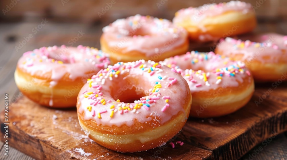 Glazed Doughnuts with Colorful Sprinkles Close-Up