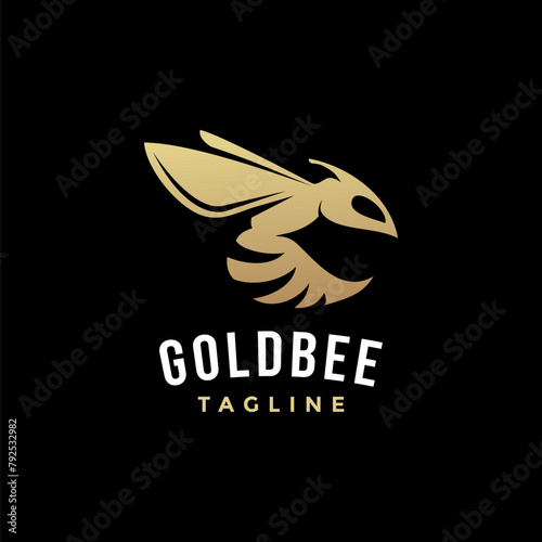 Simple powerful bee logo icon illustration on black background