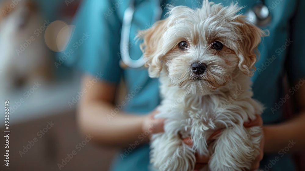 Small dog held in hands with blurred background. Pet care and companionship concept. Veterinary Day Small dog held in hands with blurred background. Pet care and companionship concept. Veterinary Day