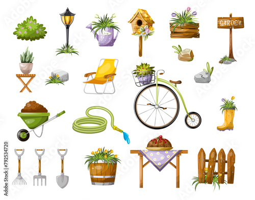  Colorful set of dacha garden vegetable garden elements