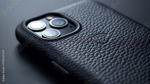 A cinematic close-up of a sleek phone case, highlighting its minimalist design and premium materials, set against a backdrop of technological innovation.