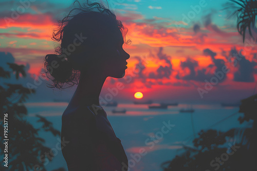 Silhouette photo of sunset,
Mujer en la puesta de sol