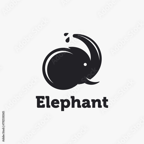 Minimalist baby elephant head logo icon vector on white background