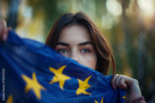 Young woman holds European flag © Edgar Martirosyan