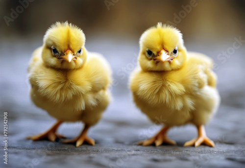 'white chicken Two yellow little background Baby Easter Spring Animal Couple Happy Color Farm Cute Agriculture Bird Holiday Feather Growth Funny YoungBackground Baby Isolated Easter Spring White'