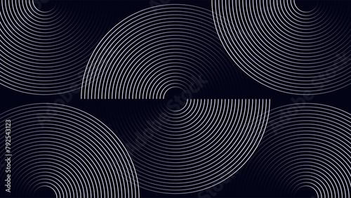 Vector dark abstract background with circular lines. Abstract geometric design for wallpaper, decor, covers, posters or banners.